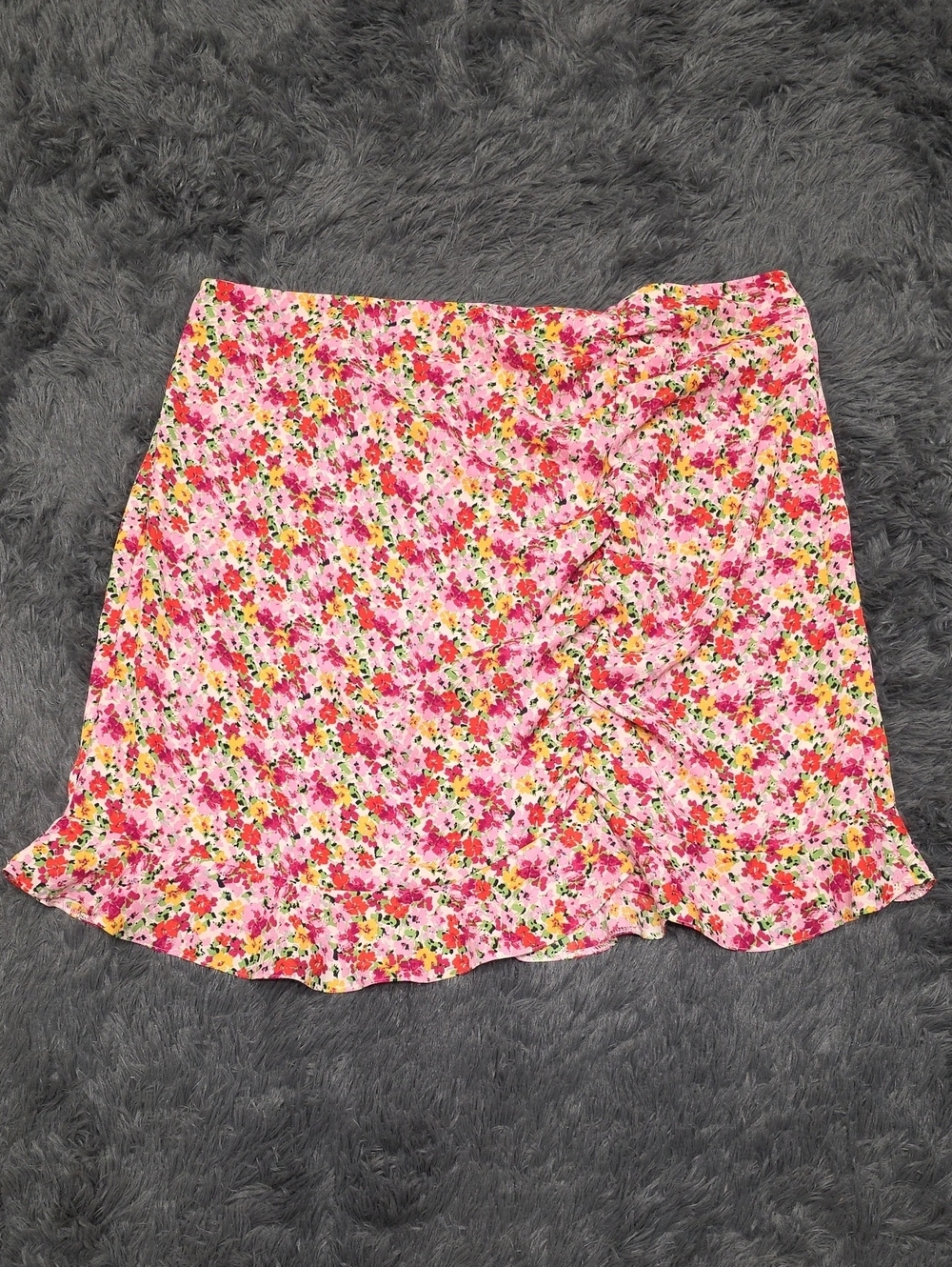Primark Pink Floral Ruffle Mini Skirt. Size 14. NWT